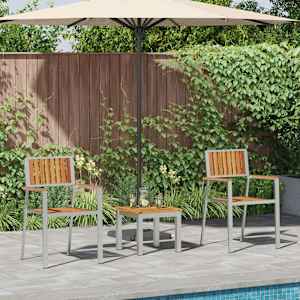 Komplet za jedilnico v vrtu 3 pcs Rjava Masiven les akacije