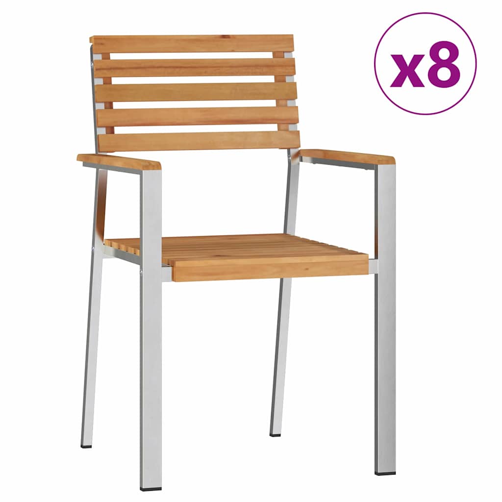 Pinottavat puutarhatuolit 8 kpl 54.5x56x89 cm Täysi Tiikki