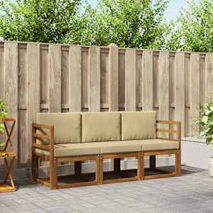 Zunanja garnitura za sedenje z blazino 3 pcs Naravna in bež