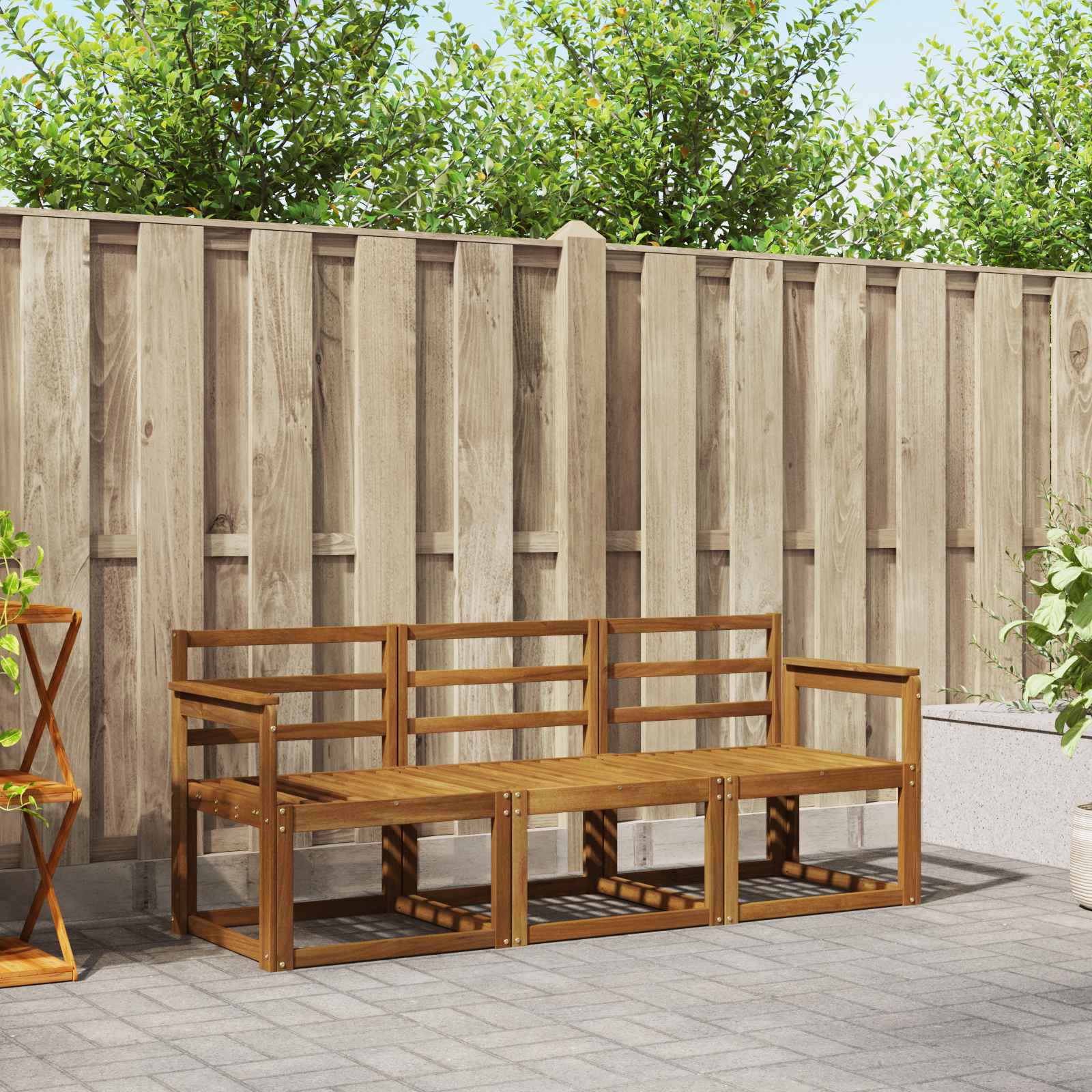 vidaXL Outdoor-Sofagarnitur 3 pcs Natur Massivholz Akazie