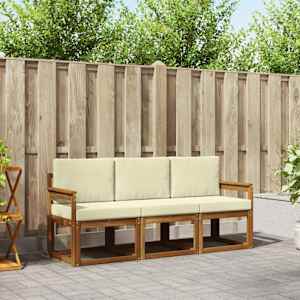 Zunanja garnitura za sedenje z blazino 3 pcs Naravna in smetana