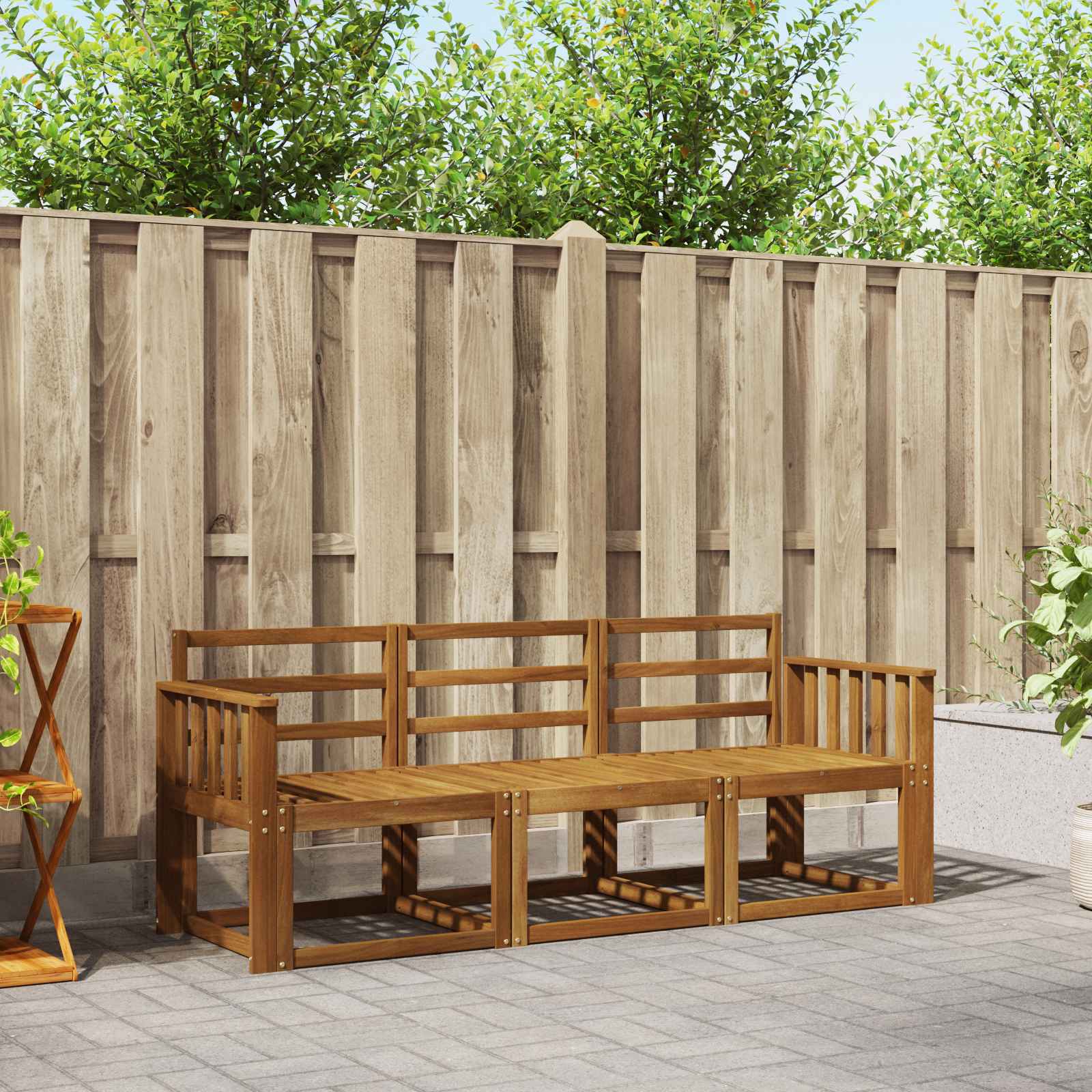 vidaXL Outdoor-Sofagarnitur 3 pcs Natur Massivholz Akazie