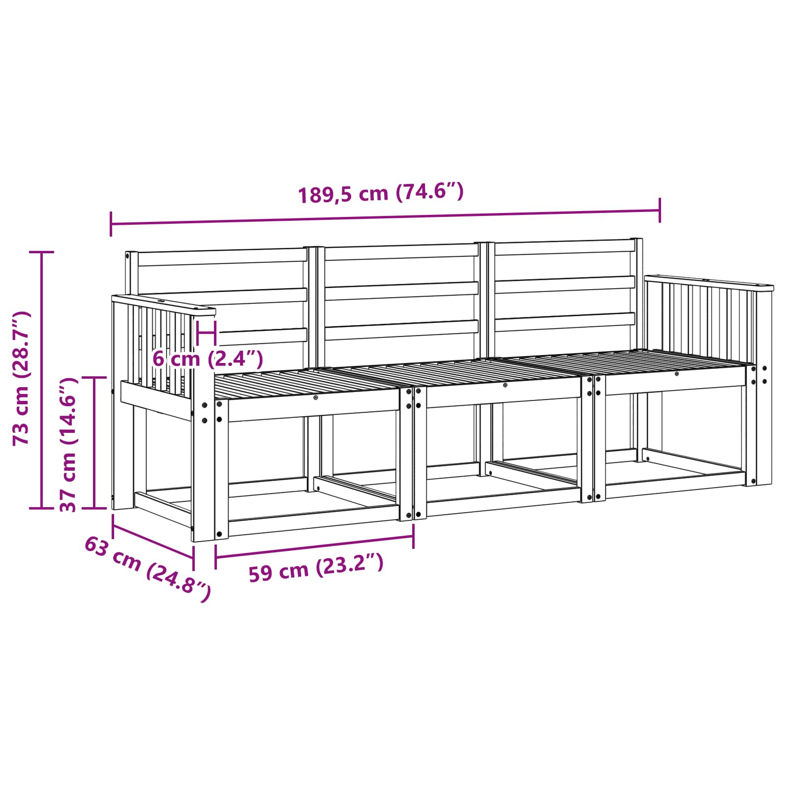 Zunanja garnitura za sedenje 3 pcs Naravna Masiven les akacije - slika 5