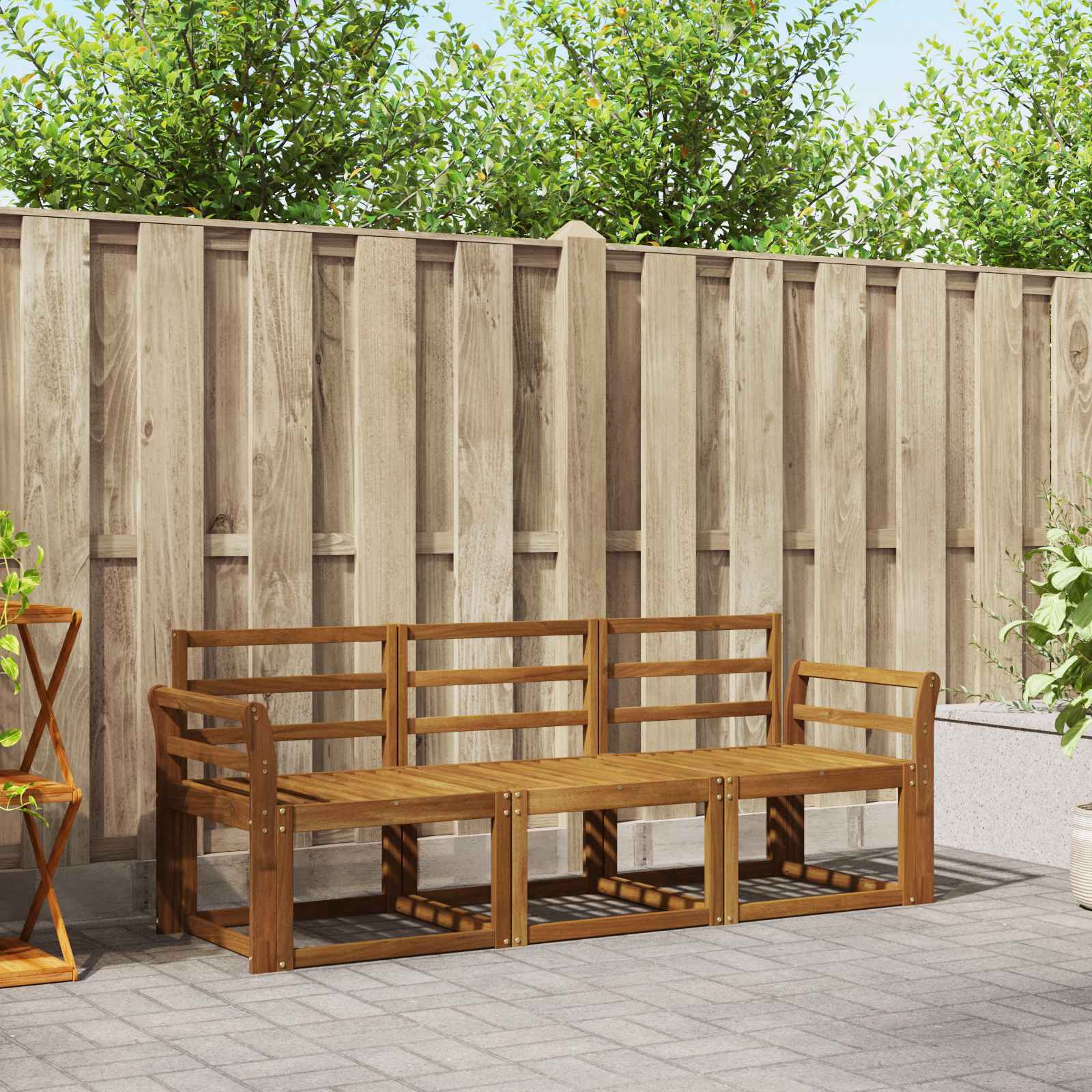 vidaXL Outdoor-Sofagarnitur 3 pcs Natur Massivholz Akazie