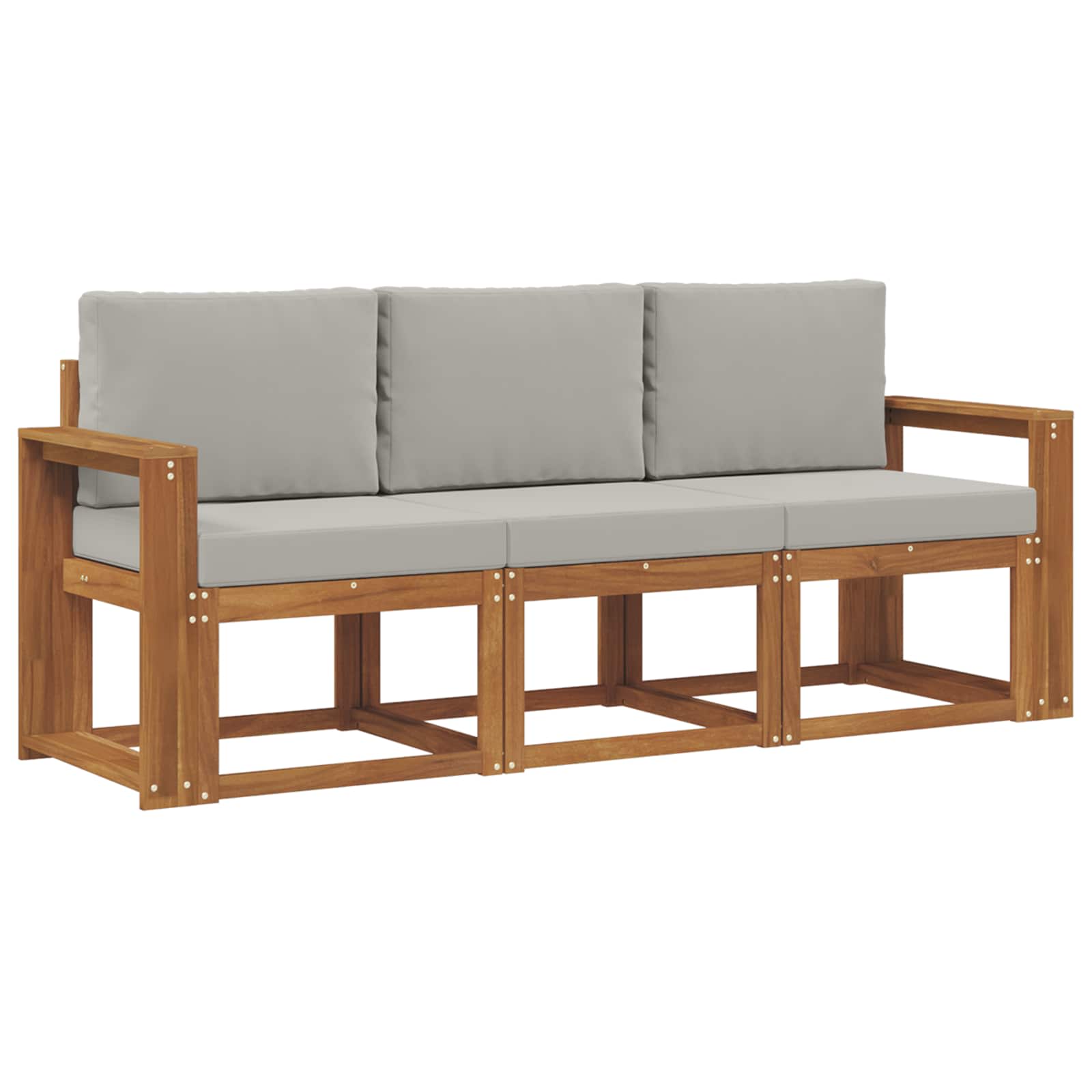 Thumbnail - vidaXL Outdoor-Sofagarnitur mit Kissen 3 pcs Natürlich und Hellgrau