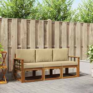 Zunanja garnitura za sedenje z blazino 3 pcs Naravna in bež