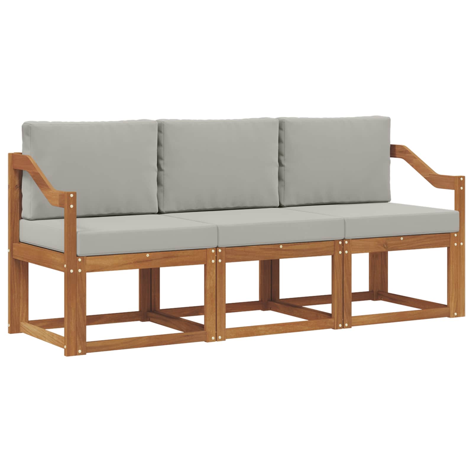 Thumbnail - vidaXL Outdoor-Sofagarnitur mit Kissen 3 pcs Natürlich und Hellgrau