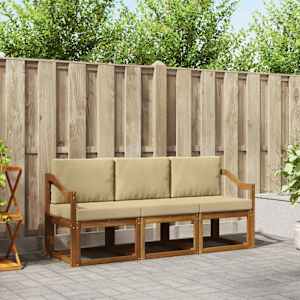 Zunanja garnitura za sedenje z blazino 3 pcs Naravna in bež