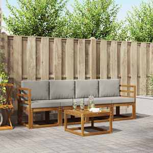 Zunanja garnitura za sedenje 5 pcs Naravna in svetlo siva