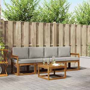 Zunanja garnitura za sedenje 5 pcs Naravna in svetlo siva