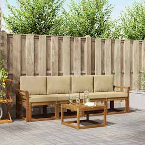 Zunanja garnitura za sedenje z blazino 5 pcs Naravna in bež