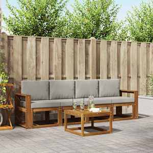 Zunanja garnitura za sedenje 5 pcs Naravna in svetlo siva