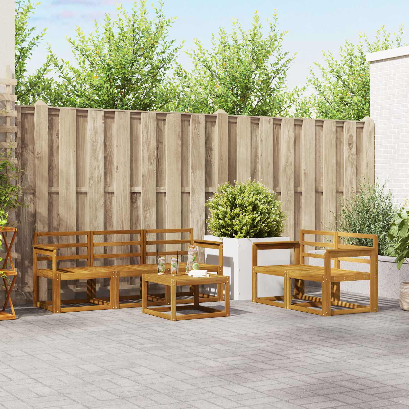 vidaXL Outdoor-Sofagarnitur 6 pcs Natur Massivholz Akazie