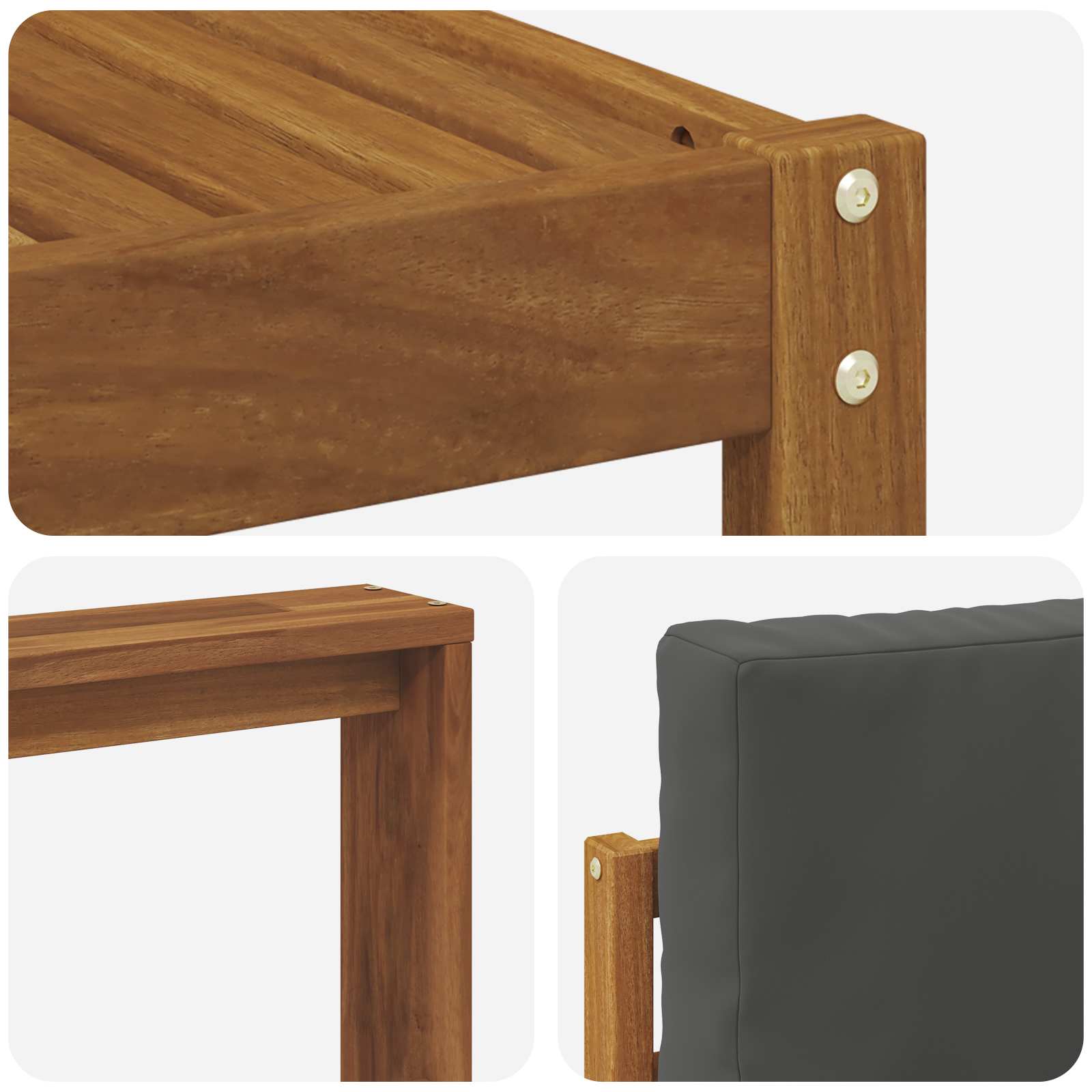 Buiten bankenset Natuurlijk en Antraciet Massief Acaciahout image 6