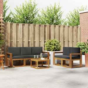 Zunanja garnitura za sedenje 6 pcs Naravna in antracitna