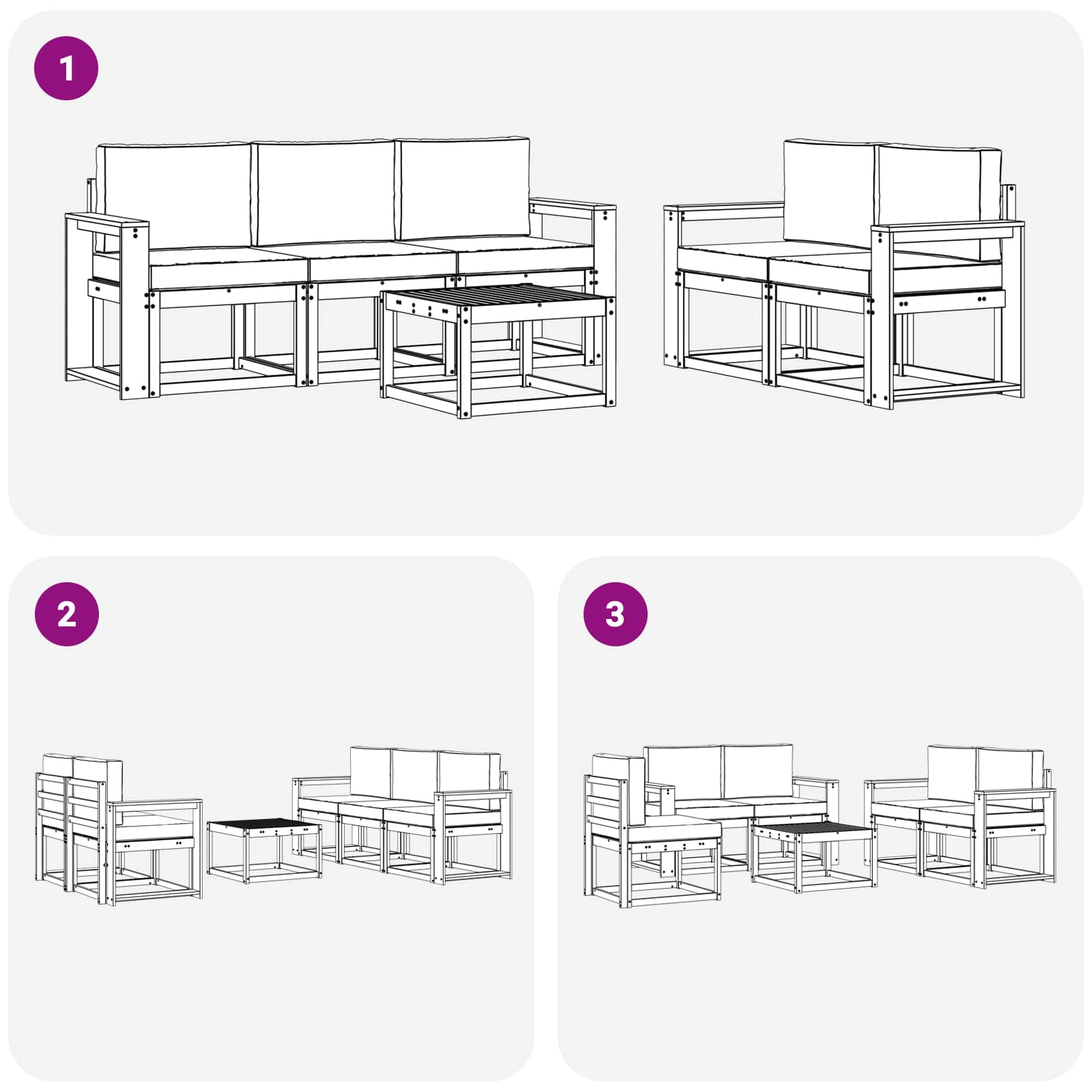 Buiten bankenset Natuurlijk en Antraciet Massief Acaciahout image 7