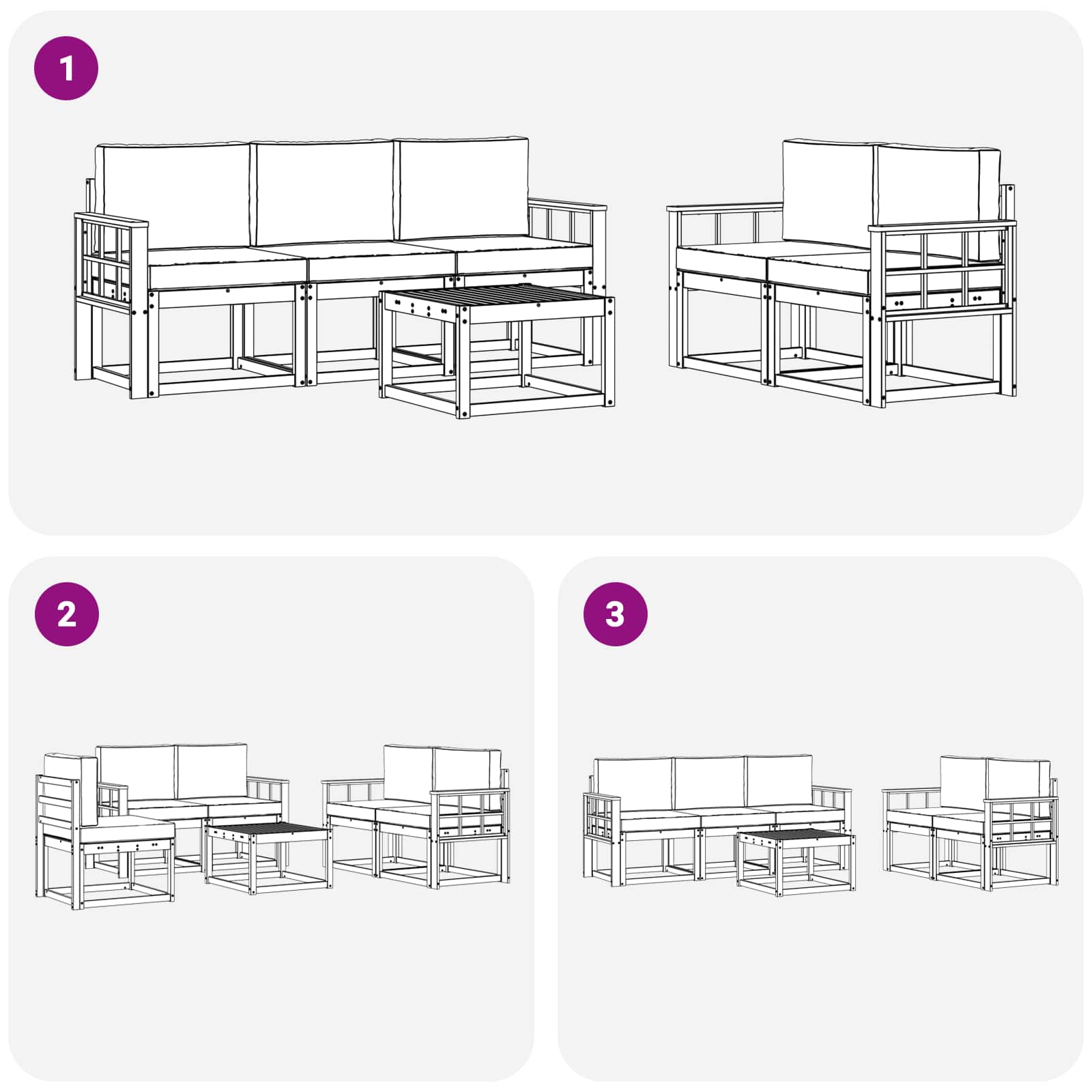 Buiten bankenset Natuurlijk en Antraciet Massief Acaciahout image 7