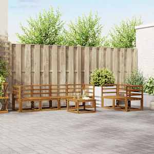 Zunanja garnitura za sedenje 7 pcs Naravna Masiven les akacije