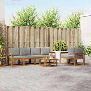 Zunanja garnitura za sedenje 7 pcs Naravna in svetlo siva