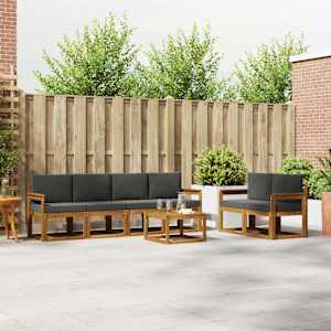 Zunanja garnitura za sedenje 7 pcs Naravna in antracitna