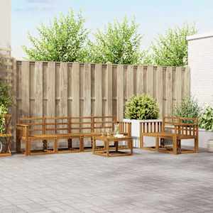 Zunanja garnitura za sedenje 7 pcs Naravna Masiven les akacije