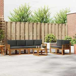 Zunanja garnitura za sedenje 7 pcs Naravna in antracitna