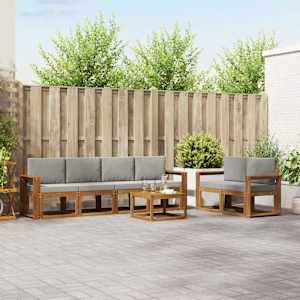 Zunanja garnitura za sedenje 7 pcs Naravna in svetlo siva