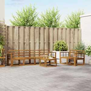 Zunanja garnitura za sedenje 7 pcs Naravna Masiven les akacije