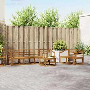 Zunanja garnitura za sedenje 7 pcs Naravna Masiven les akacije