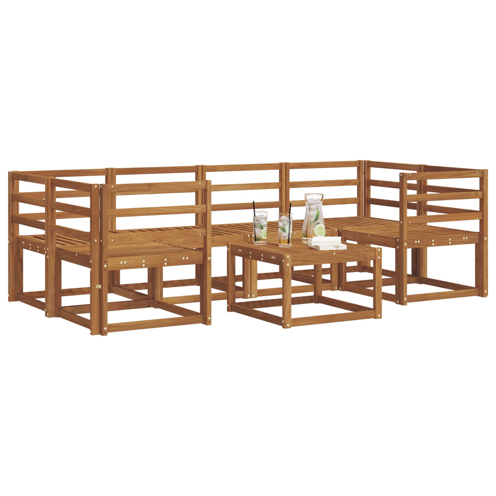 Buiten bankenset 7 pcs Naturel Massief Acaciahout image 3