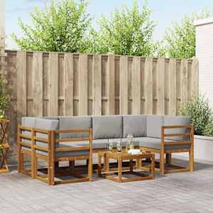 Zunanja garnitura za sedenje 7 pcs Naravna in svetlo siva