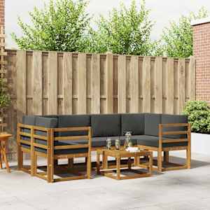 Zunanja garnitura za sedenje 7 pcs Naravna in antracitna