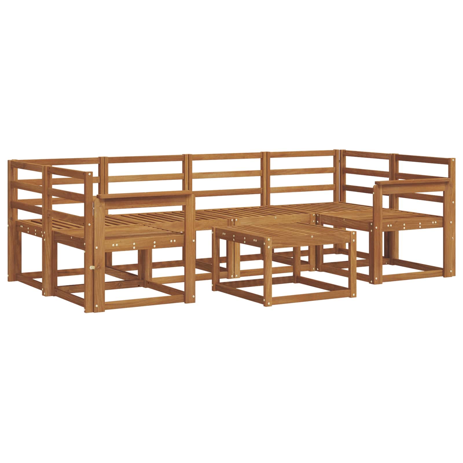 Buiten bankenset 7 pcs Naturel Massief Acaciahout image 2