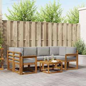 Zunanja garnitura za sedenje 7 pcs Naravna in svetlo siva