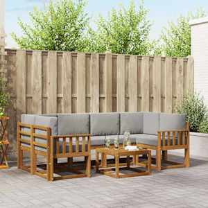 Zunanja garnitura za sedenje 7 pcs Naravna in svetlo siva