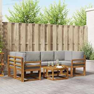 Zunanja garnitura za sedenje 7 pcs Naravna in svetlo siva