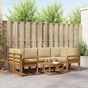 Zunanja garnitura za sedenje z blazino 7 pcs Naravna in bež