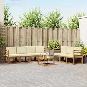 Zunanja garnitura za sedenje z blazino 8 pcs Naravna in smetana