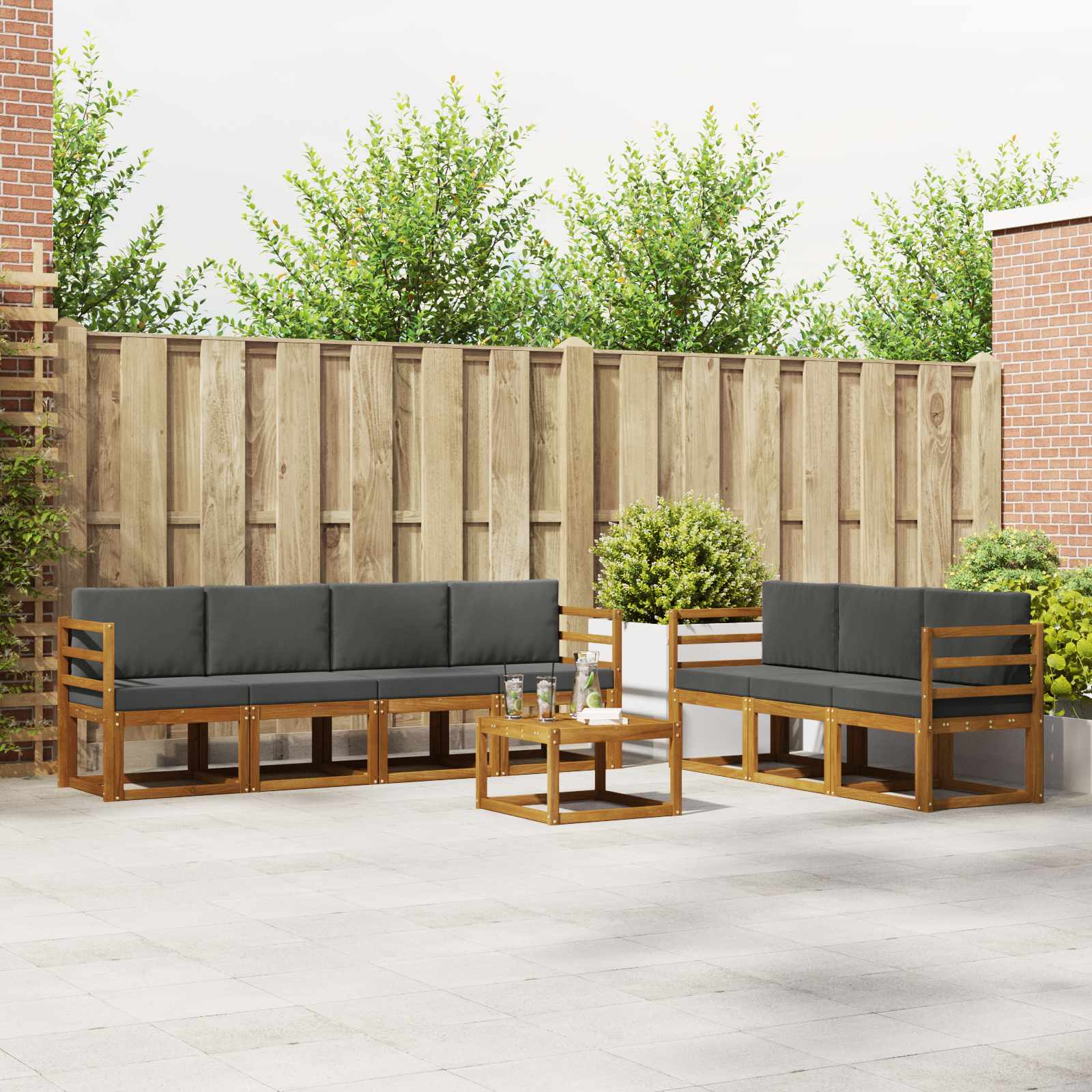 Zunanja garnitura za sedenje 8 pcs Naravna in antracitna