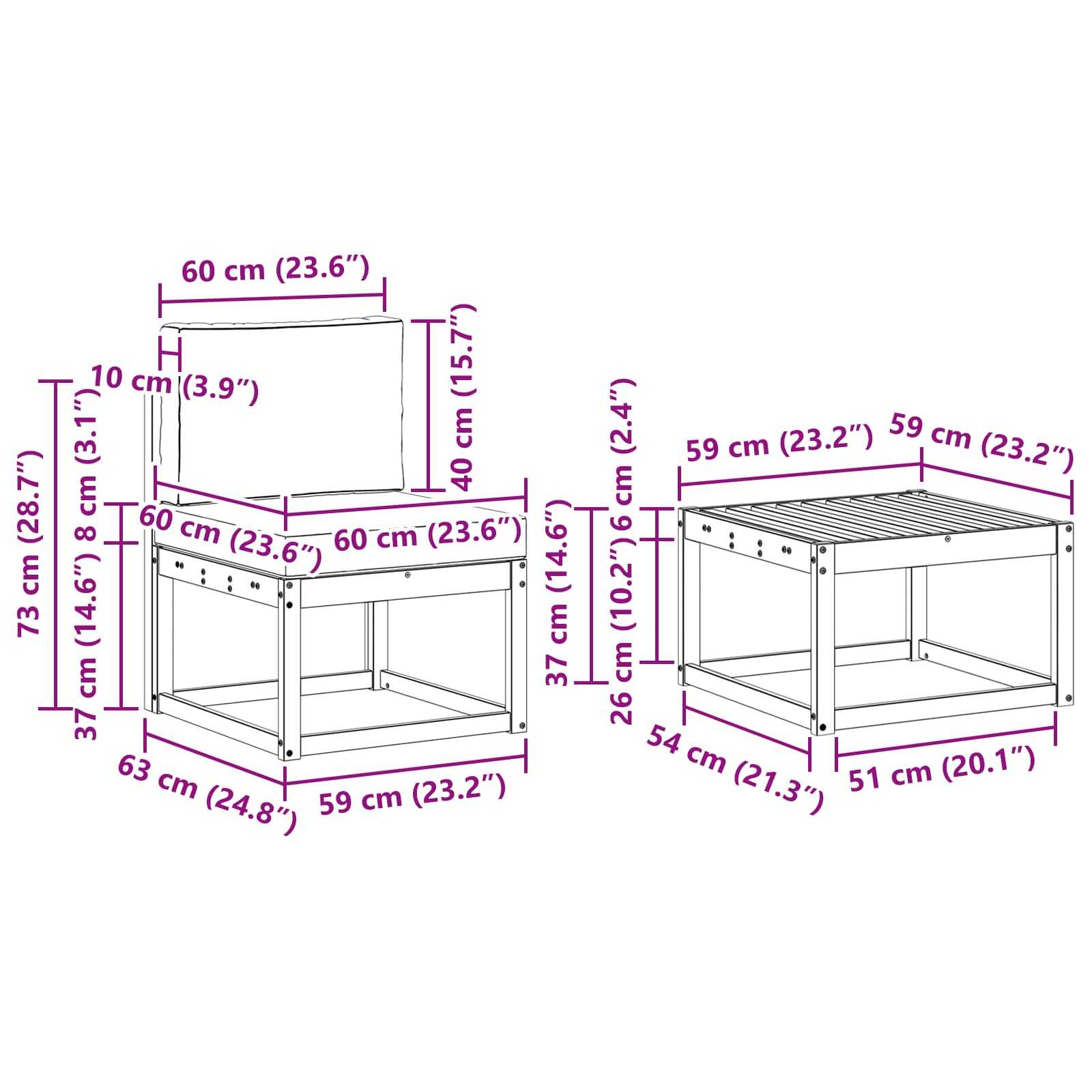 Zunanja garnitura za sedenje 8 pcs Naravna in antracitna - slika 8