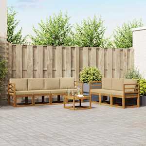 Zunanja garnitura za sedenje z blazino 8 pcs Naravna in bež