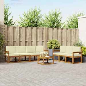 Zunanja garnitura za sedenje z blazino 8 pcs Naravna in smetana