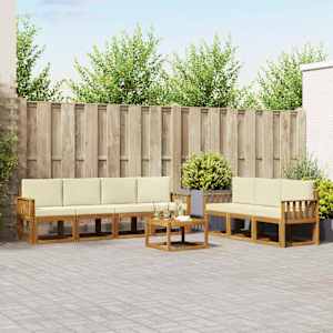 Zunanja garnitura za sedenje z blazino 8 pcs Naravna in smetana