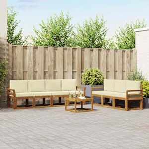 Zunanja garnitura za sedenje z blazino 8 pcs Naravna in smetana