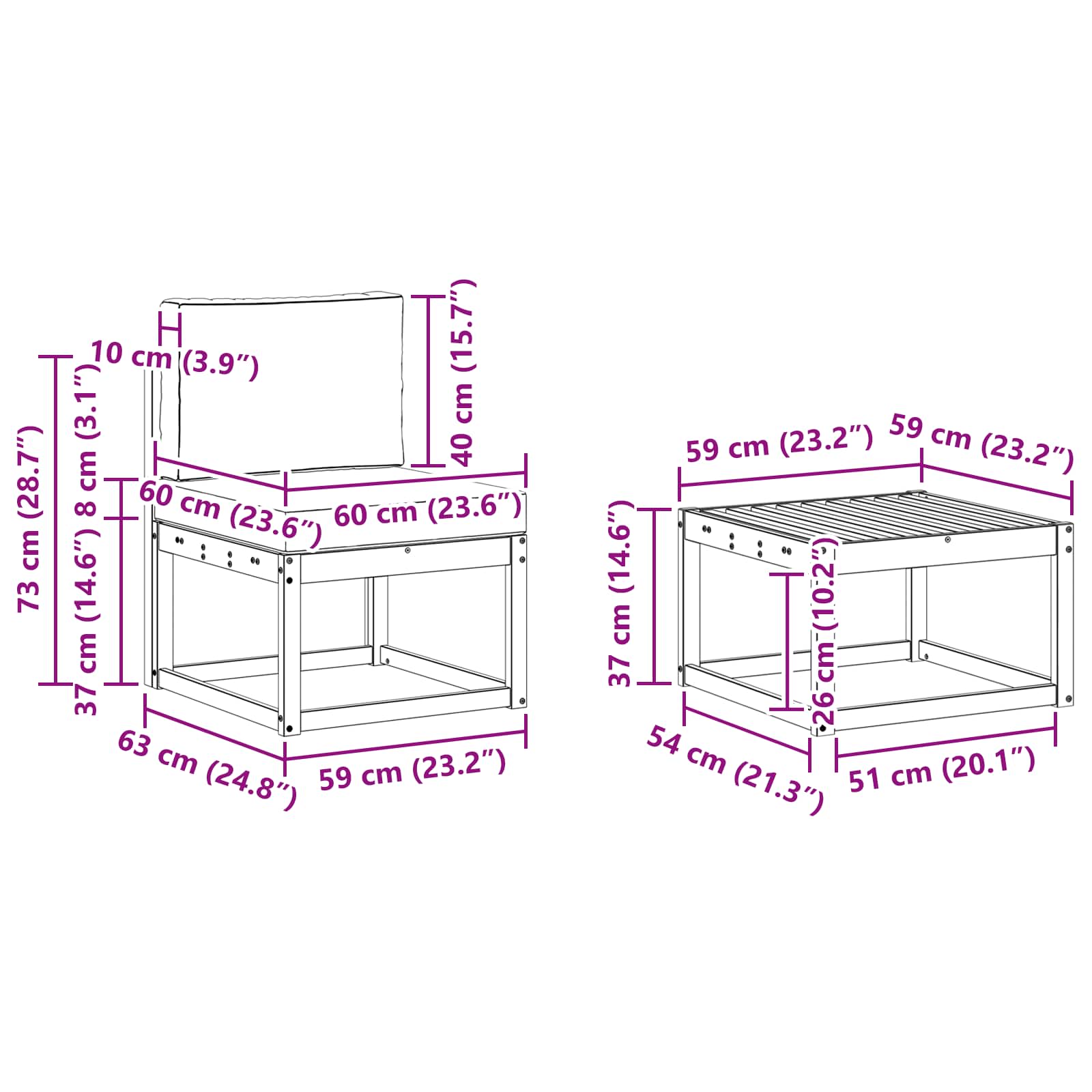 Zunanja garnitura za sedenje 8 pcs Naravna in antracitna - slika 9