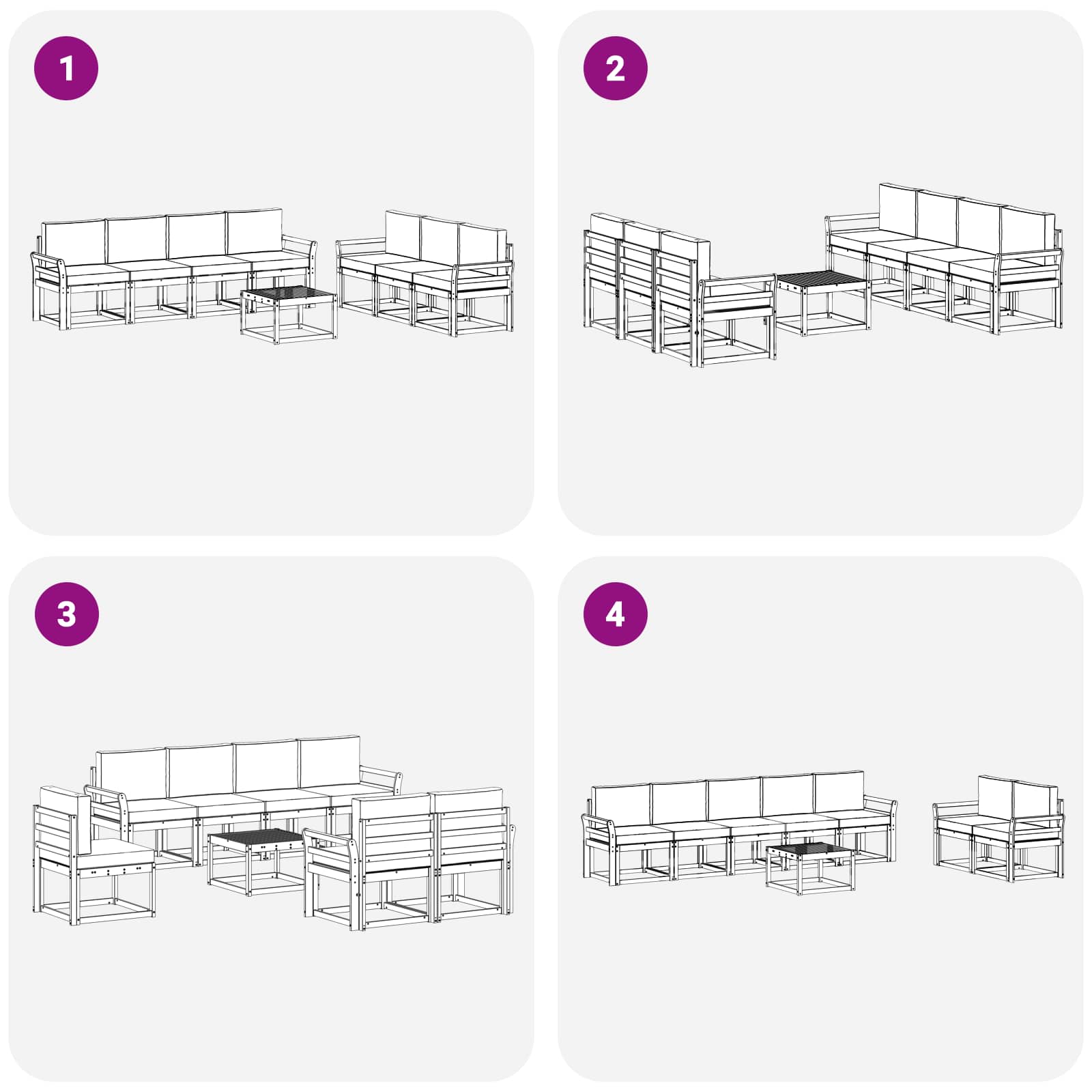 Zunanja garnitura za sedenje 8 pcs Naravna in antracitna - slika 7