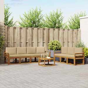 Zunanja garnitura za sedenje z blazino 8 pcs Naravna in bež