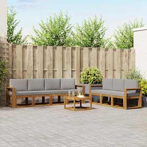 Zunanja garnitura za sedenje 8 pcs Naravna in svetlo siva