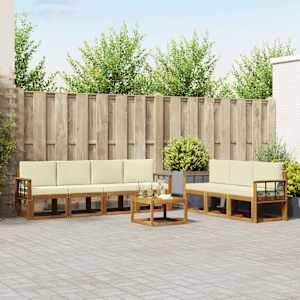 Zunanja garnitura za sedenje z blazino 8 pcs Naravna in smetana