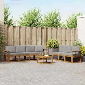 Zunanja garnitura za sedenje 8 pcs Naravna in svetlo siva